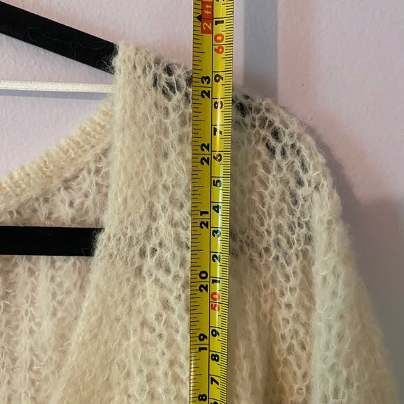 Free People Women Small Moonbeam Cream Alpaca Lighweight V-neck Pullover Sweater - Picture 8 of 9